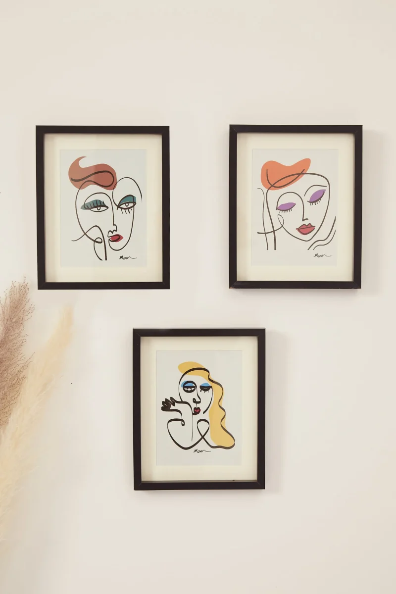 3 piece abstract face wall art set scaled