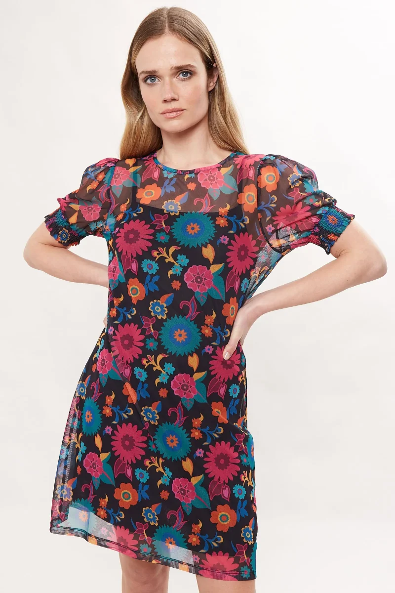 70s floral mesh mini dress louche hettie