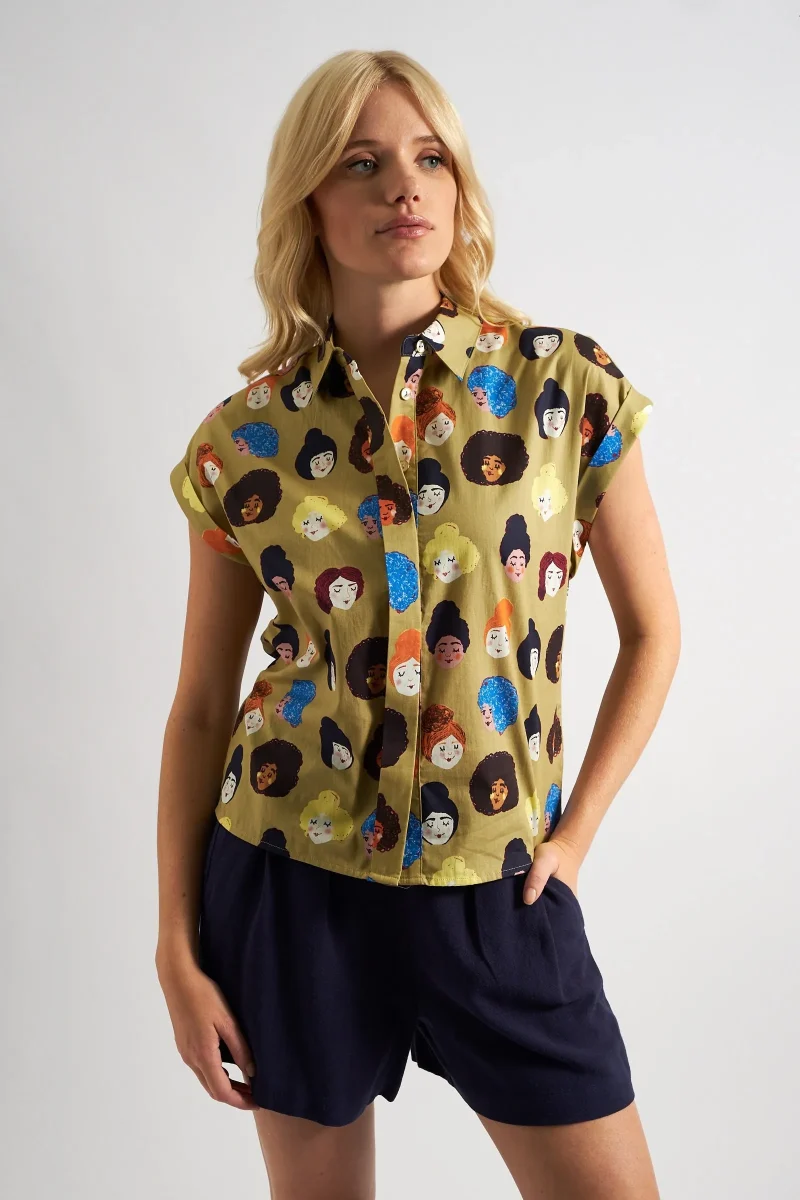 abinaya besties print short sleeve shirt