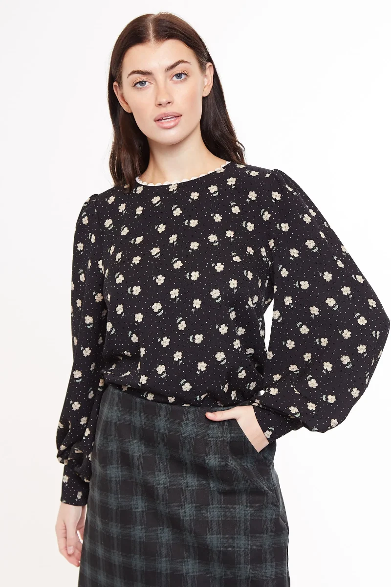 anemone print long sleeve blouse louche meissa