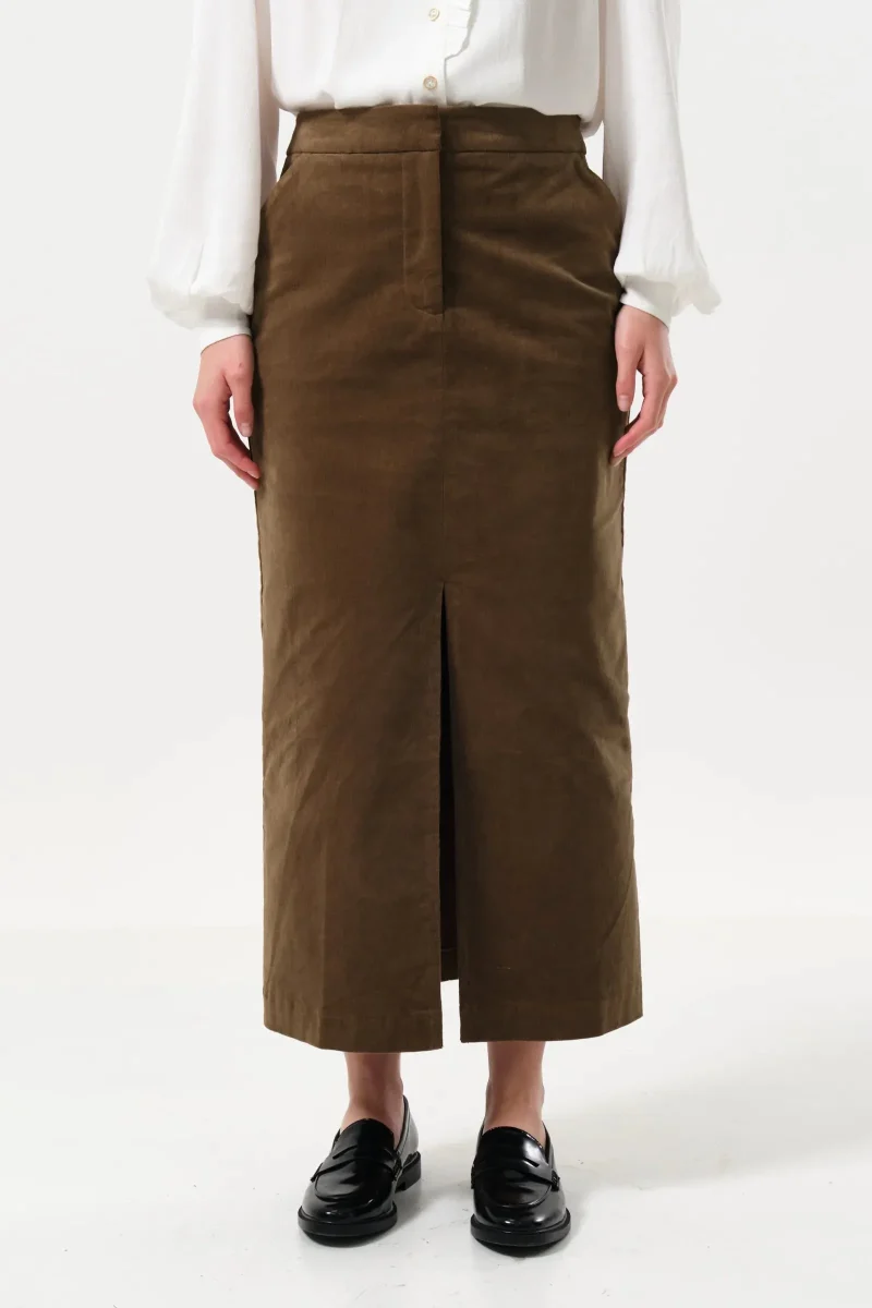 balthazar babycord midi pencil skirt