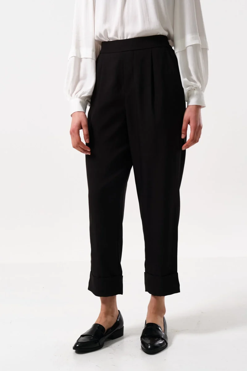 bayeux black eco friendly satin crepe pants