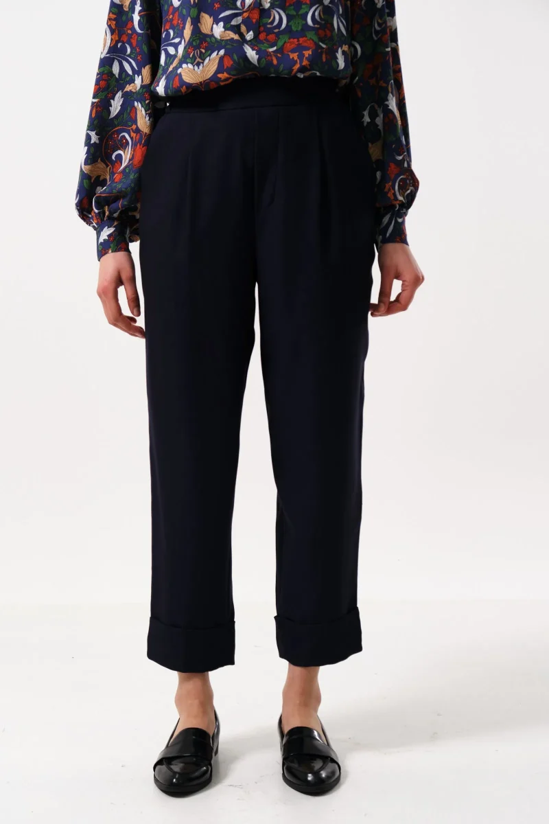 bayeux navy satin back crepe pants eco friendly