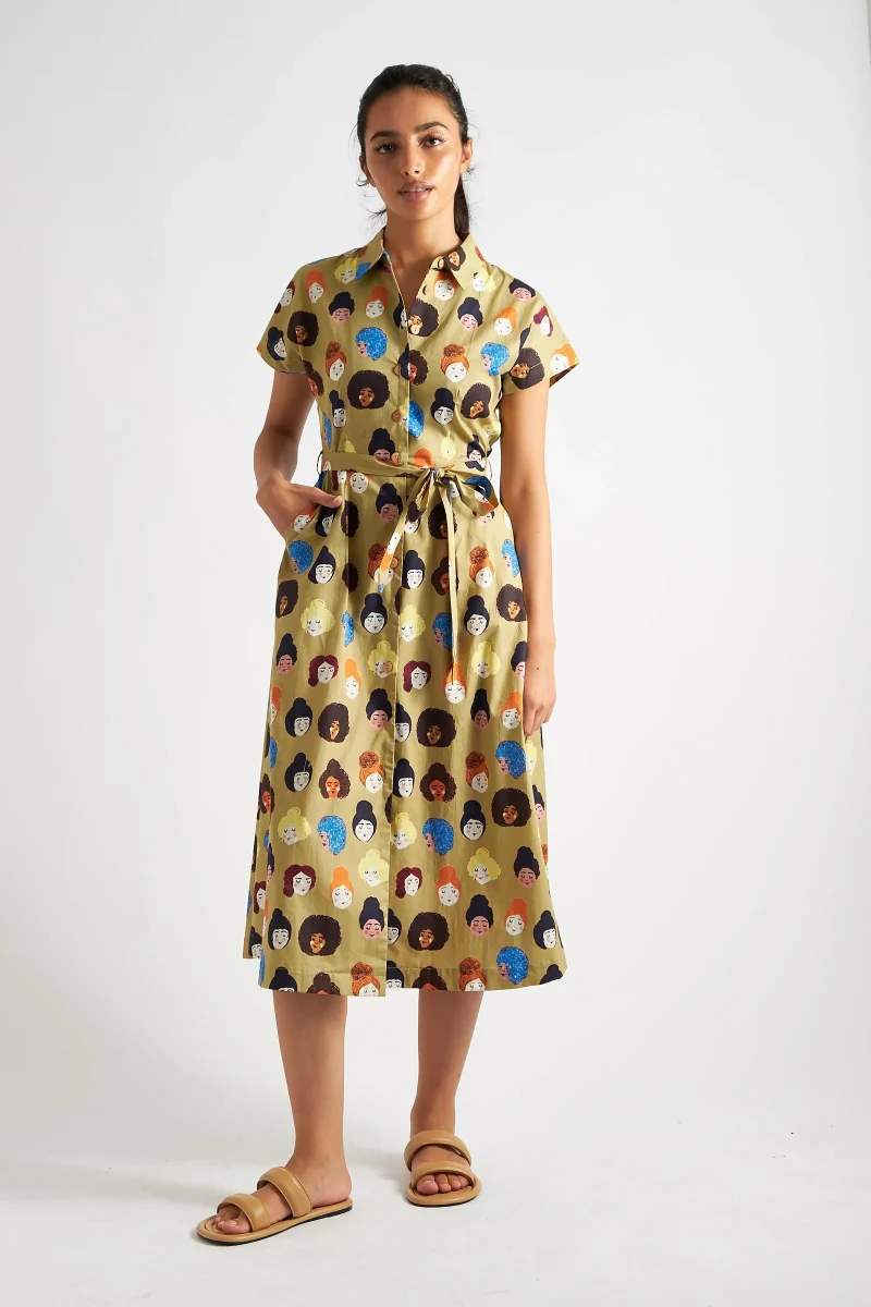 besties print midi shirt dress by dancia