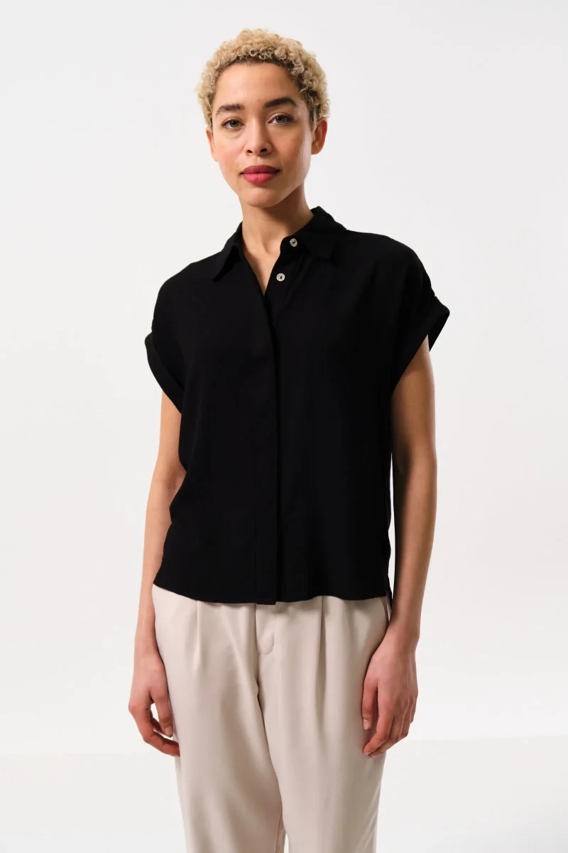 black self spot short sleeve shirt by abinaya