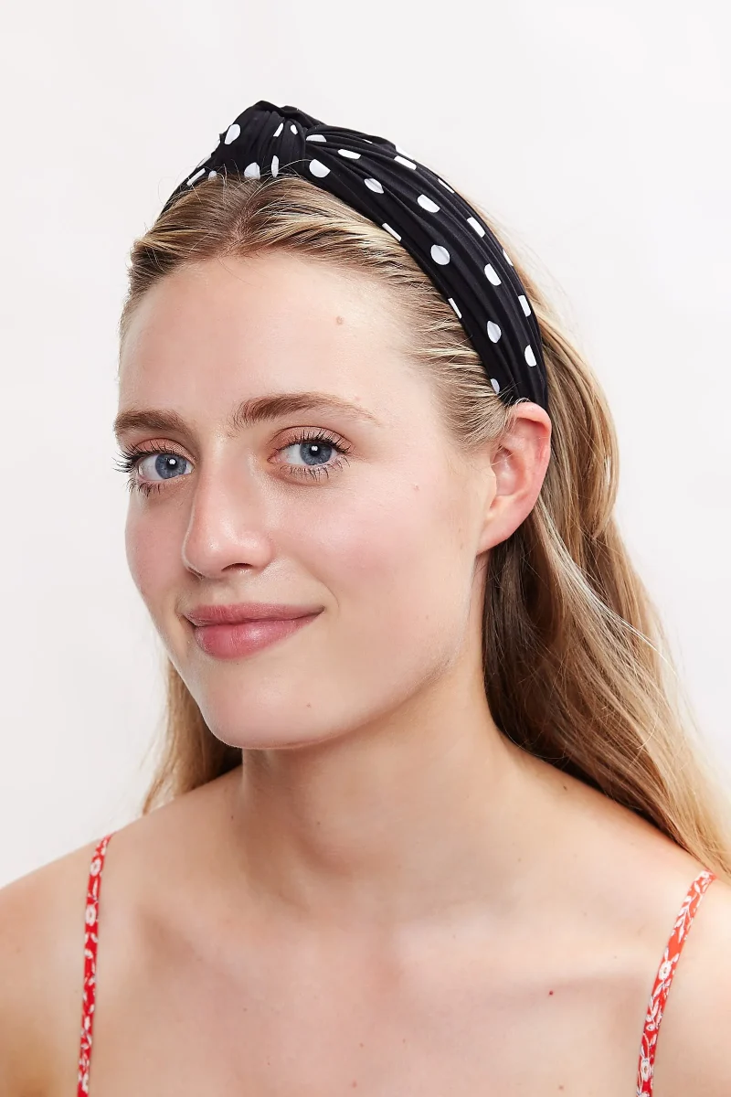 black white dotty printed headband