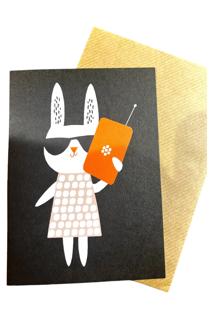 busy bunny greeting card