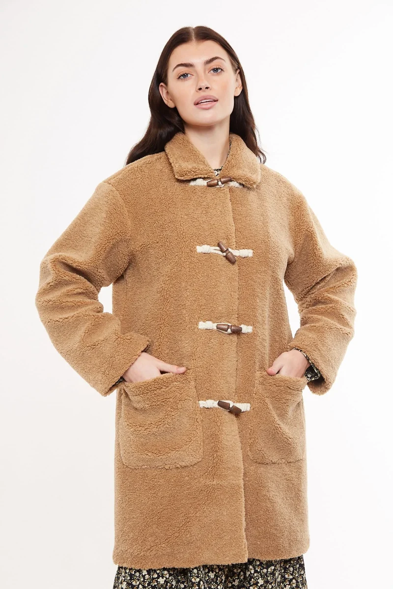 camel duffle coat by louche narimane