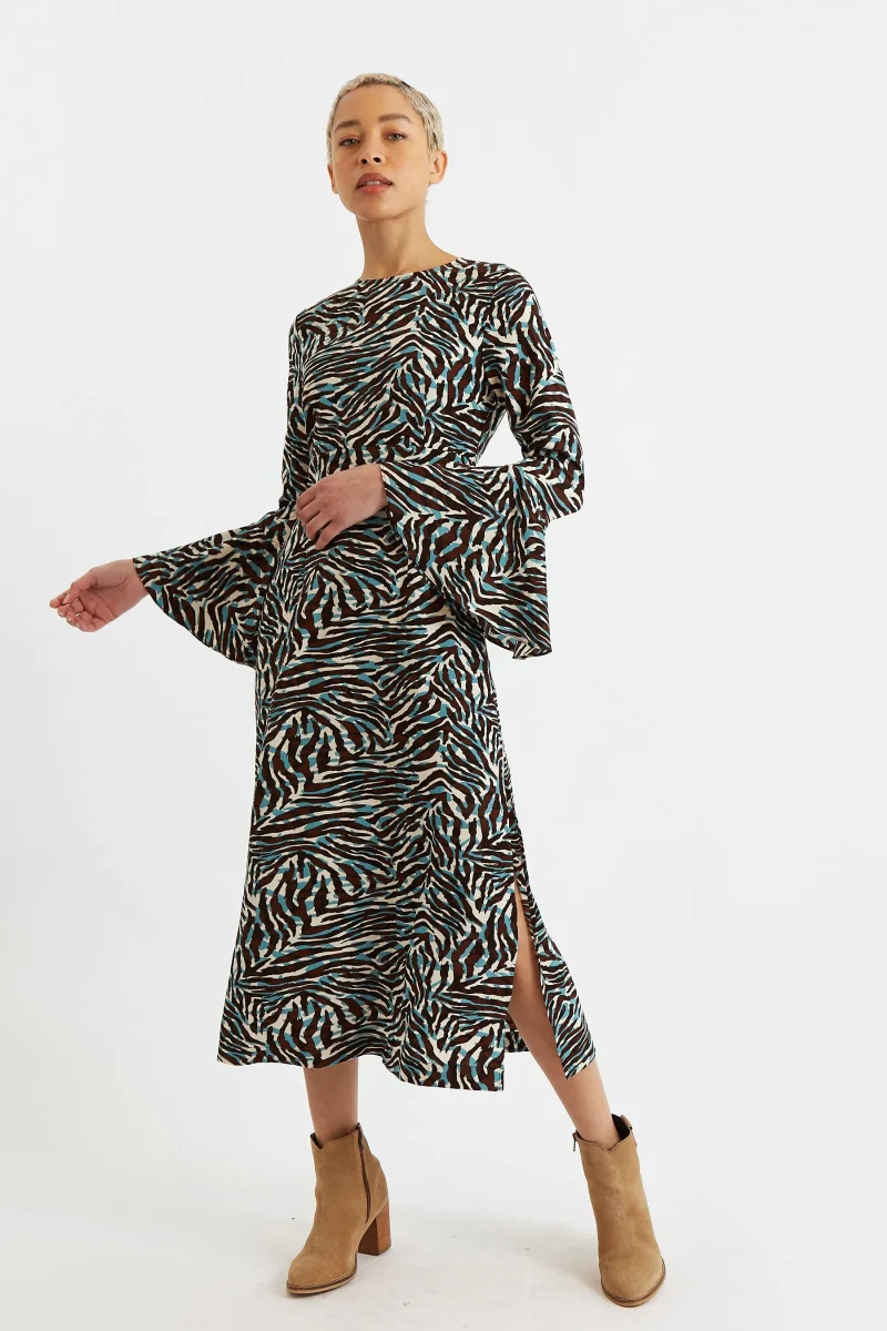 candra roar print midi dress for women scaled