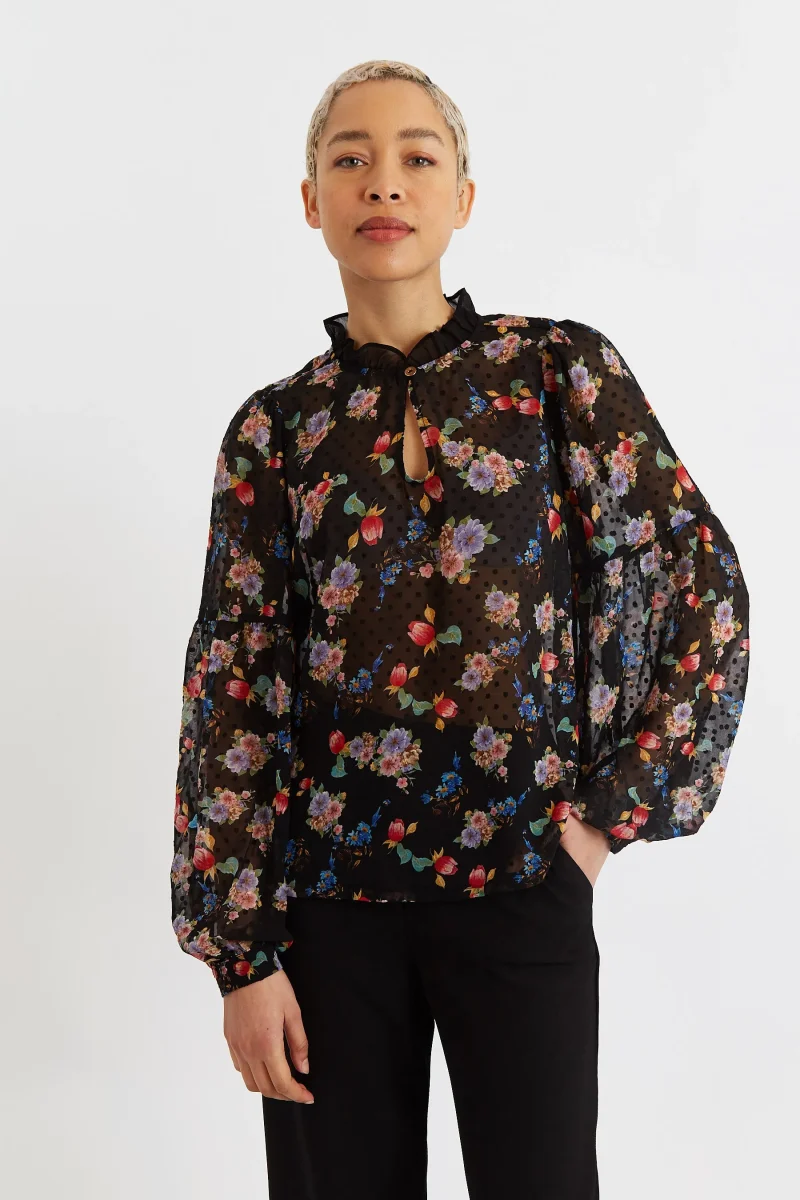 carpathian florals long sleeve blouse louche masha scaled