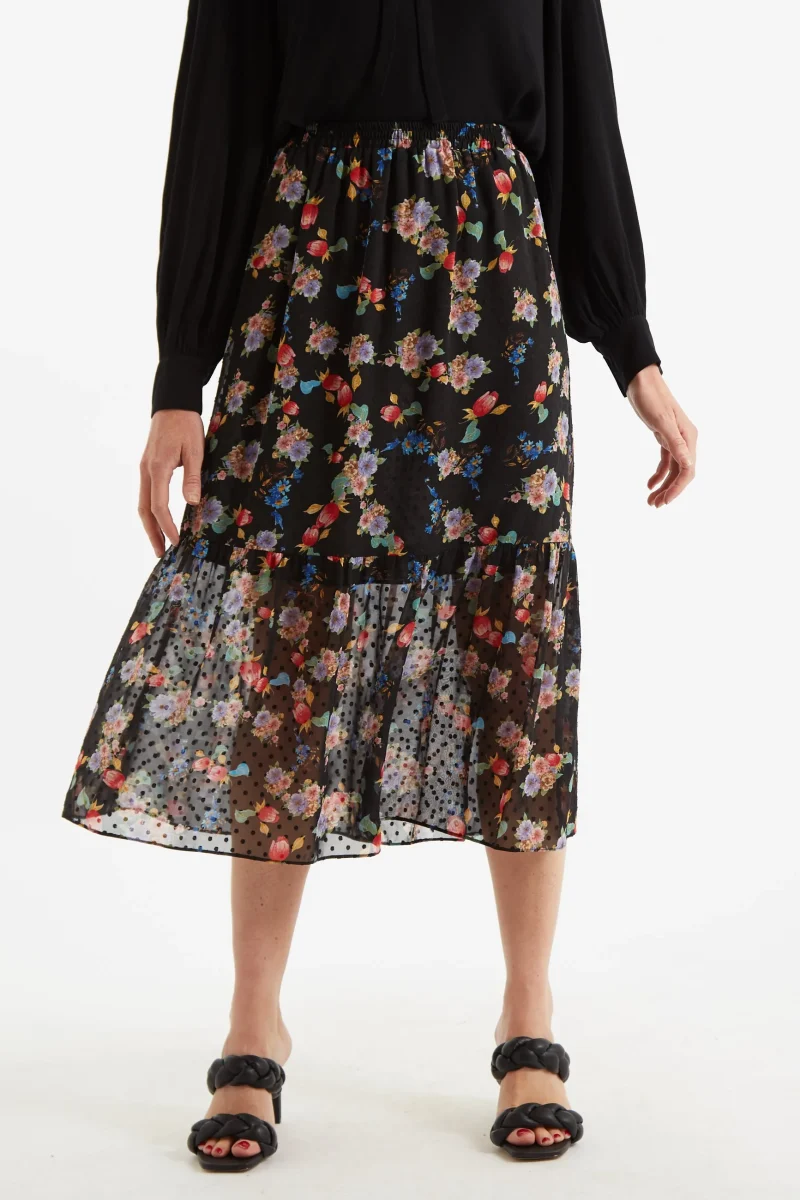 carpathian florals tiered midi skirt scaled