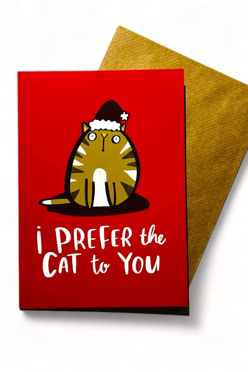 cat lover christmas card i prefer the cat