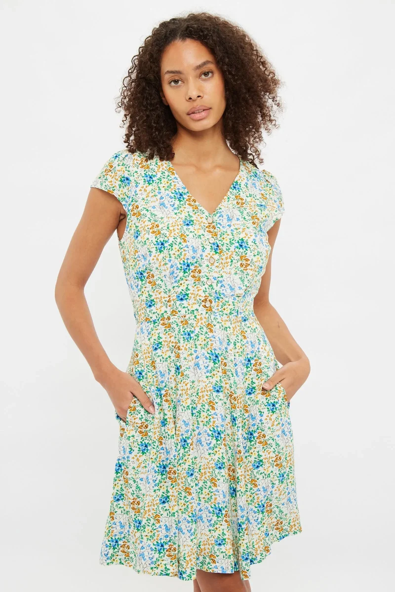 cathleen floral printed mini tea dress