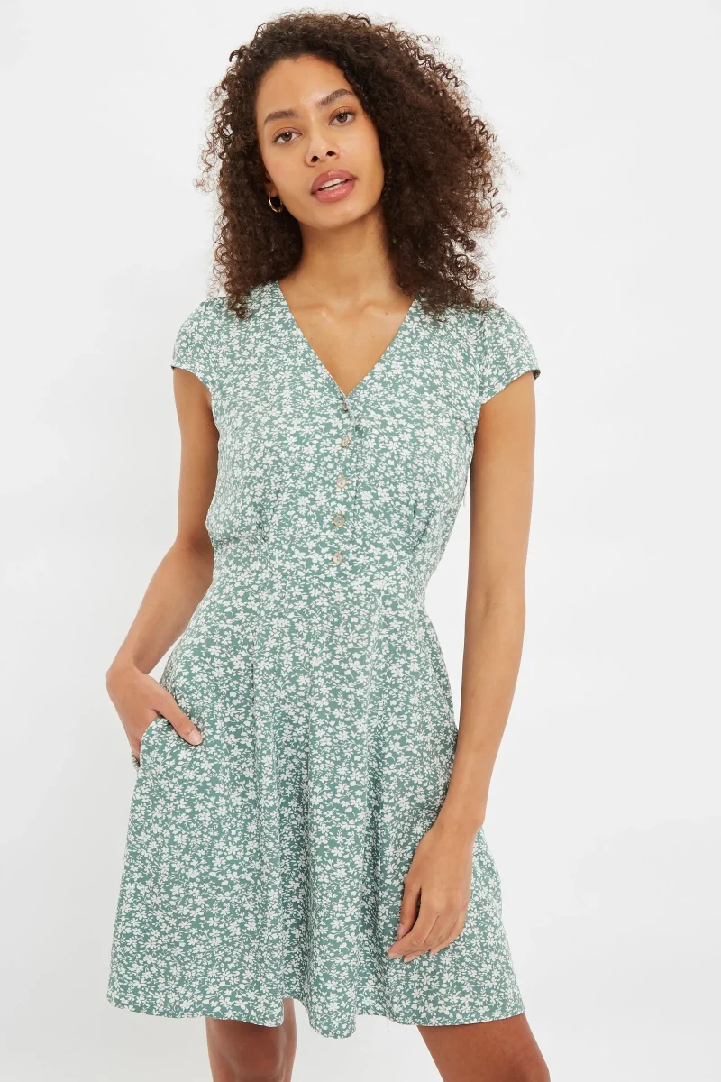 cathleen green micro blossom mini tea dress