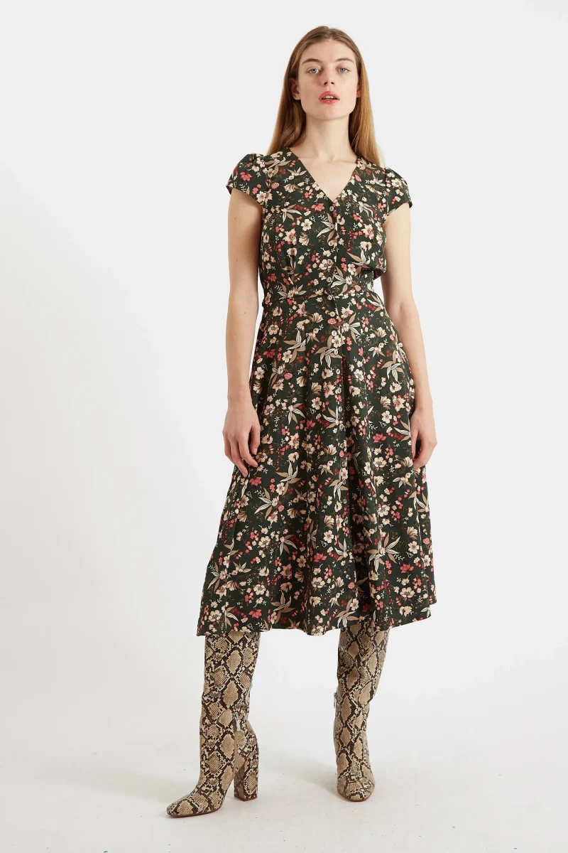 cathy floral tapestry midi tea dress scaled