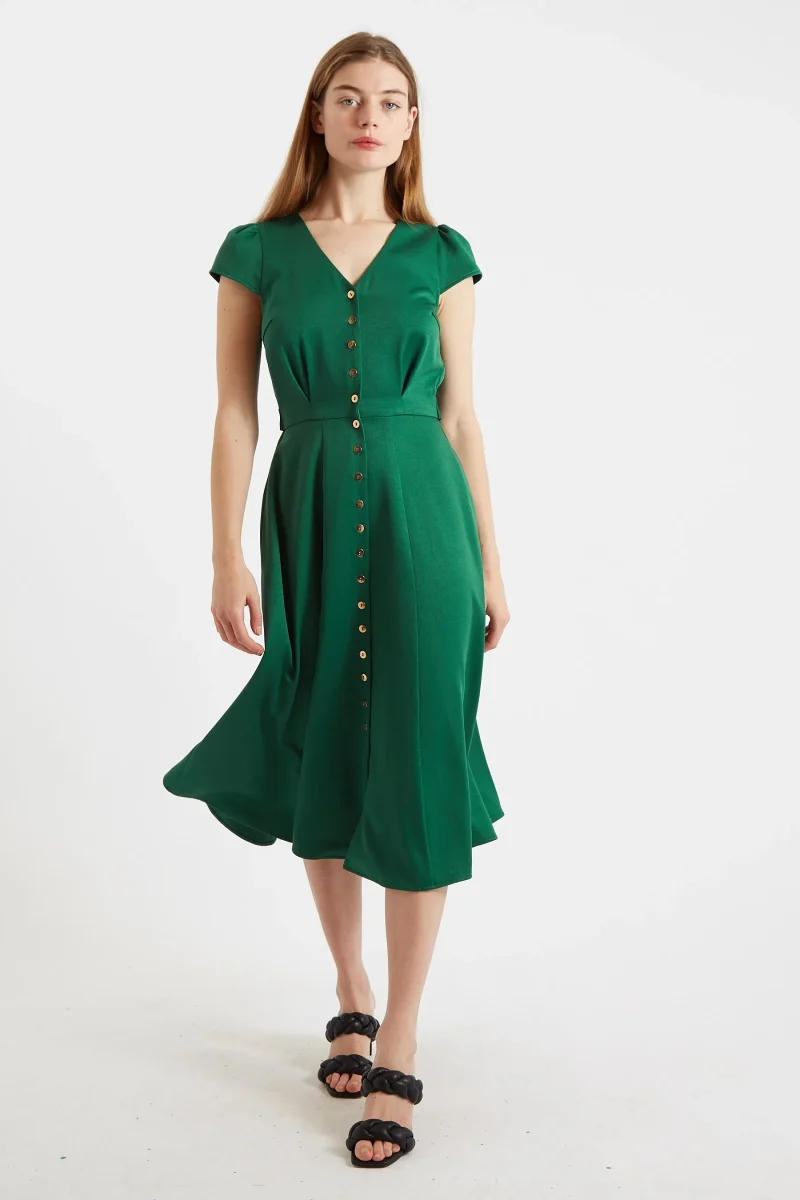 cathy green satin crepe midi dress scaled