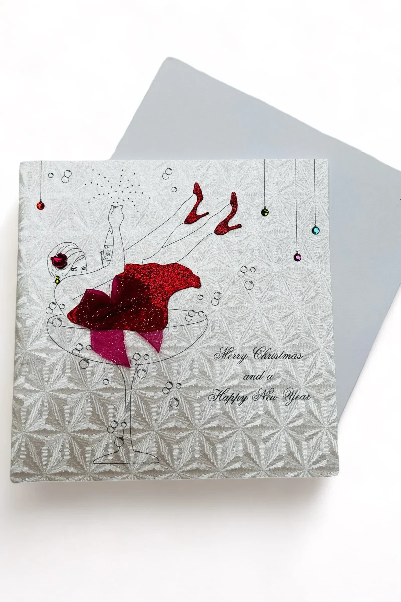 christmas champagne glass card gift