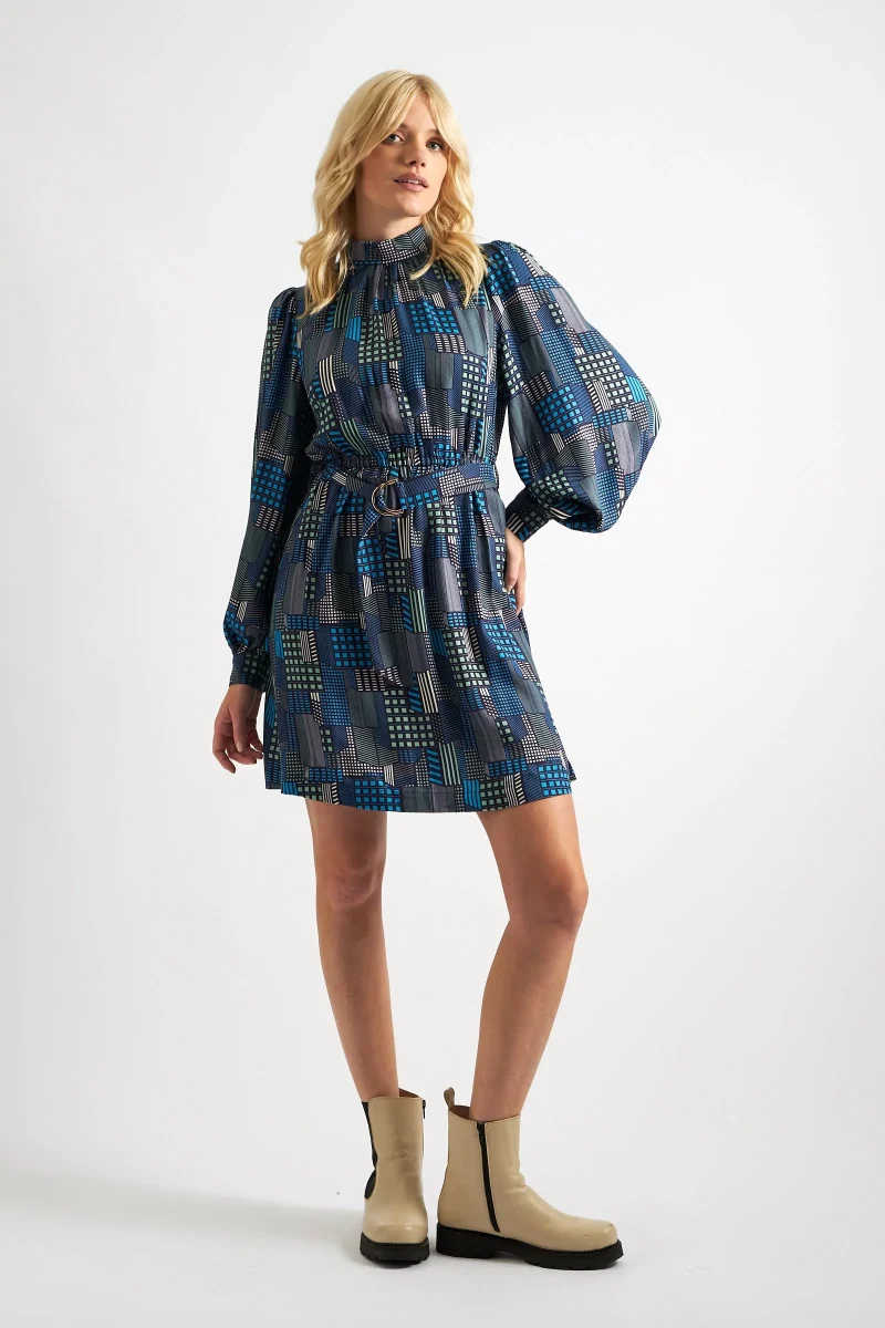 city print long sleeve mini dress by collyn geo