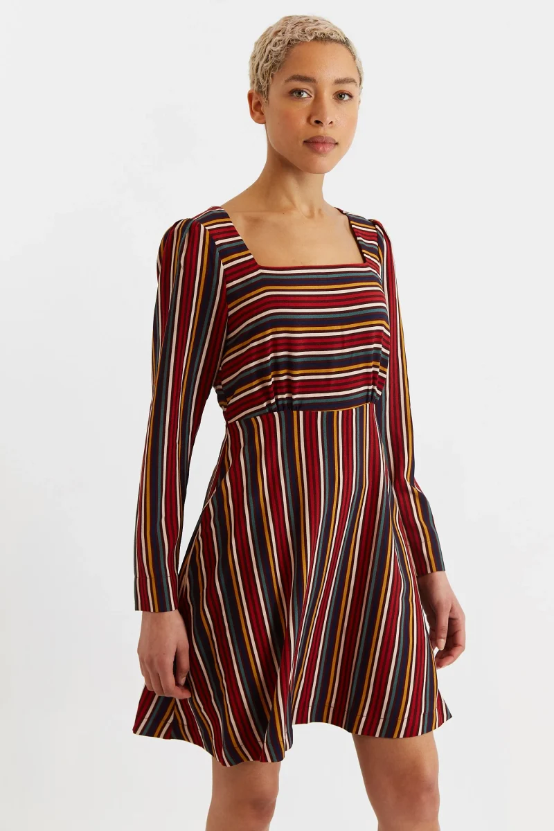 cossette striped winter mini dress long sleeve scaled