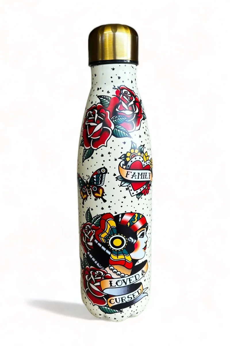 custom tattoo art metal water bottle