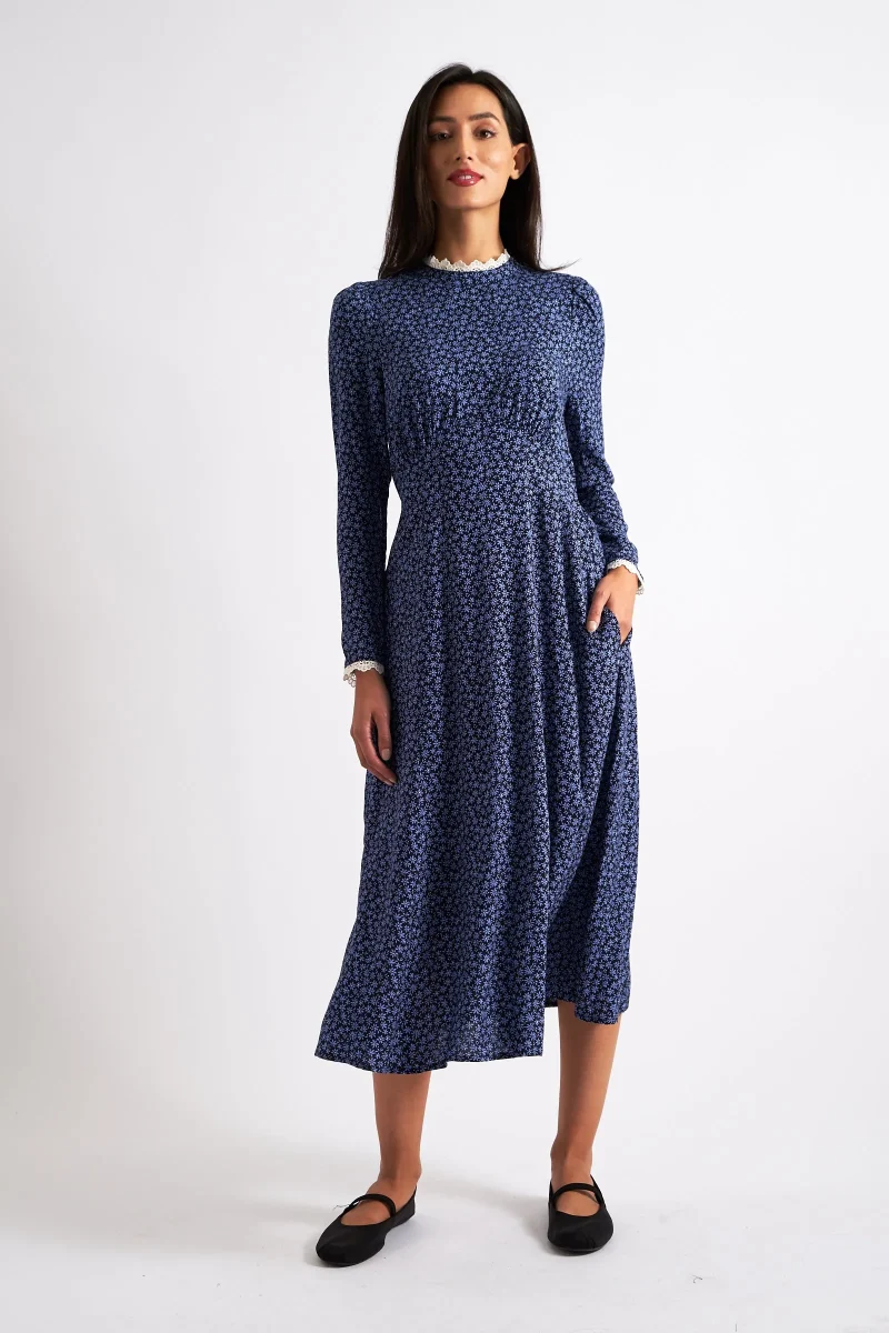 daisy lace trim midi dress by timothea