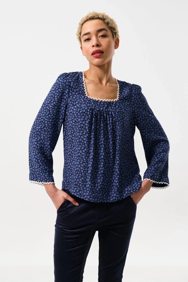 daisy lace trimmed blouse for women