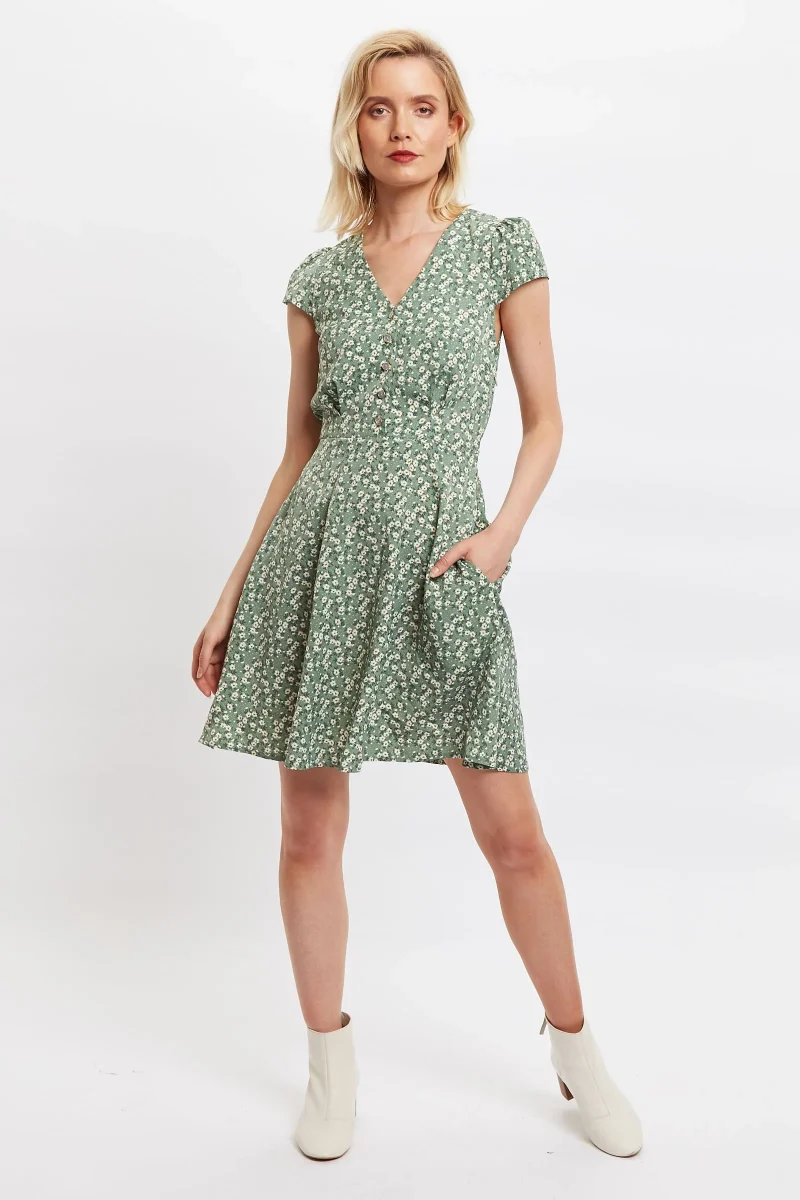 daisy print mini tea dress cathleen style