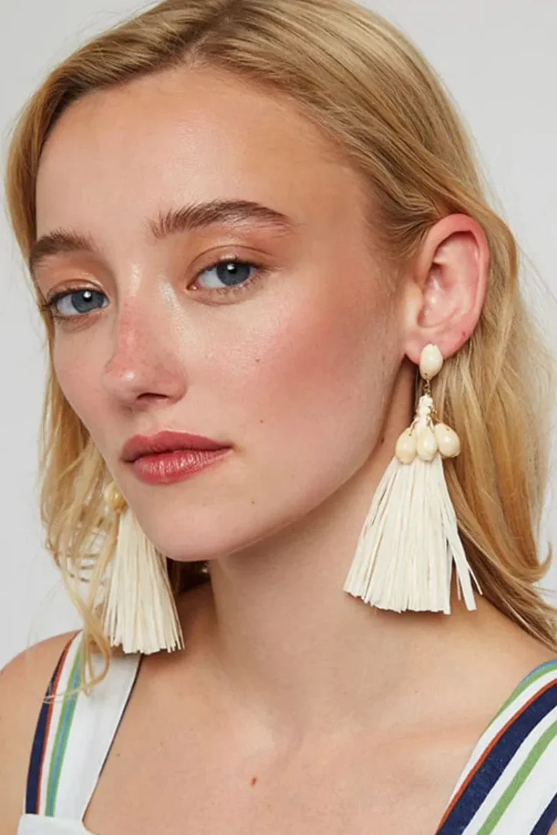 diana shell tassel earrings louche