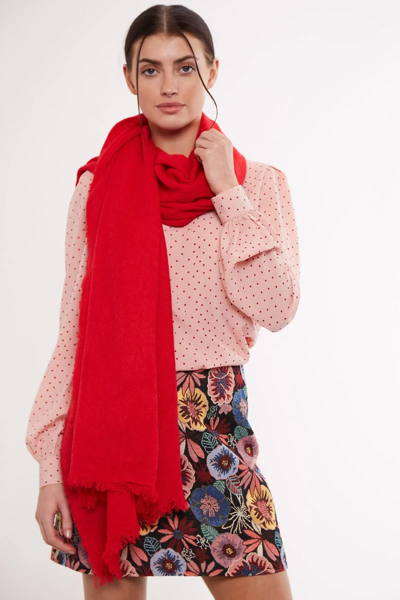 edie red lightweight scarf louche