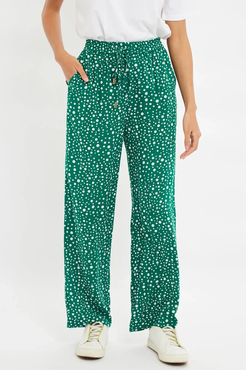 emmanuella spot print pull on trousers