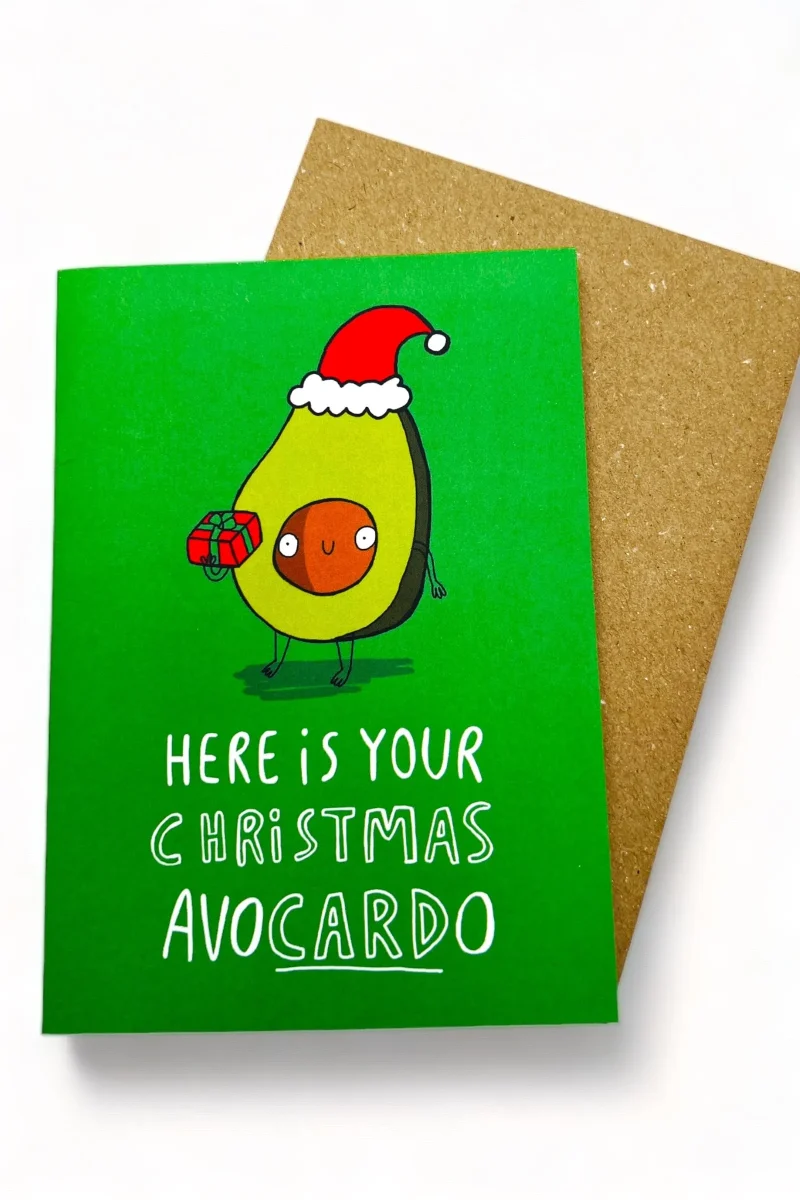 festive avocado christmas greeting card