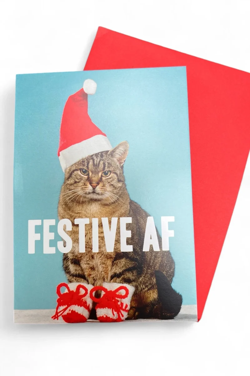 festive cat christmas card af design