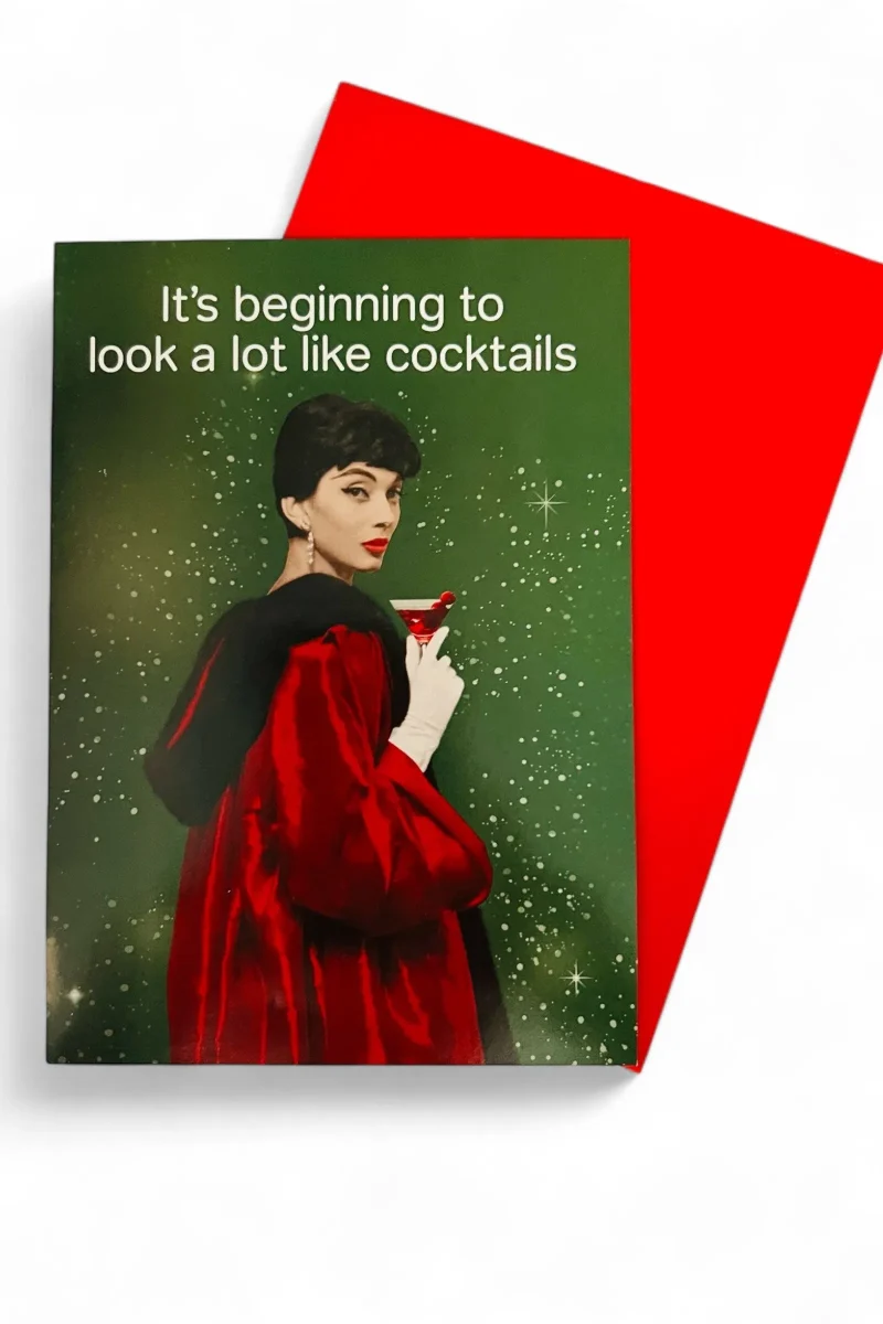 festive cocktail christmas card