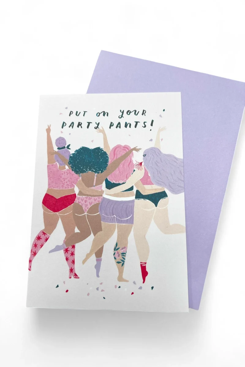 festive party pants card