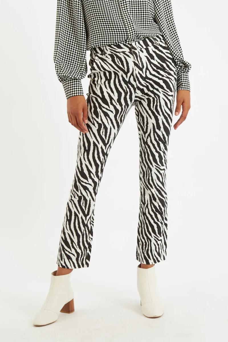 flared zebra print slim fit pants scaled