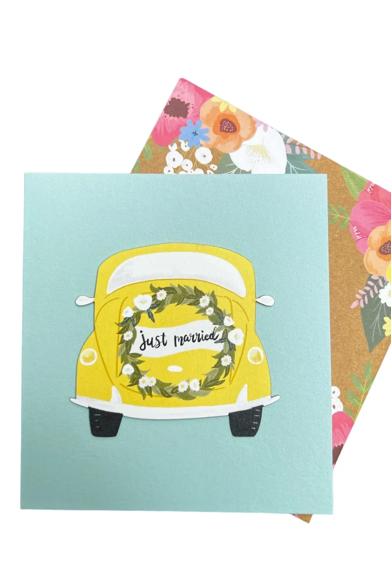 floral just married greeting card