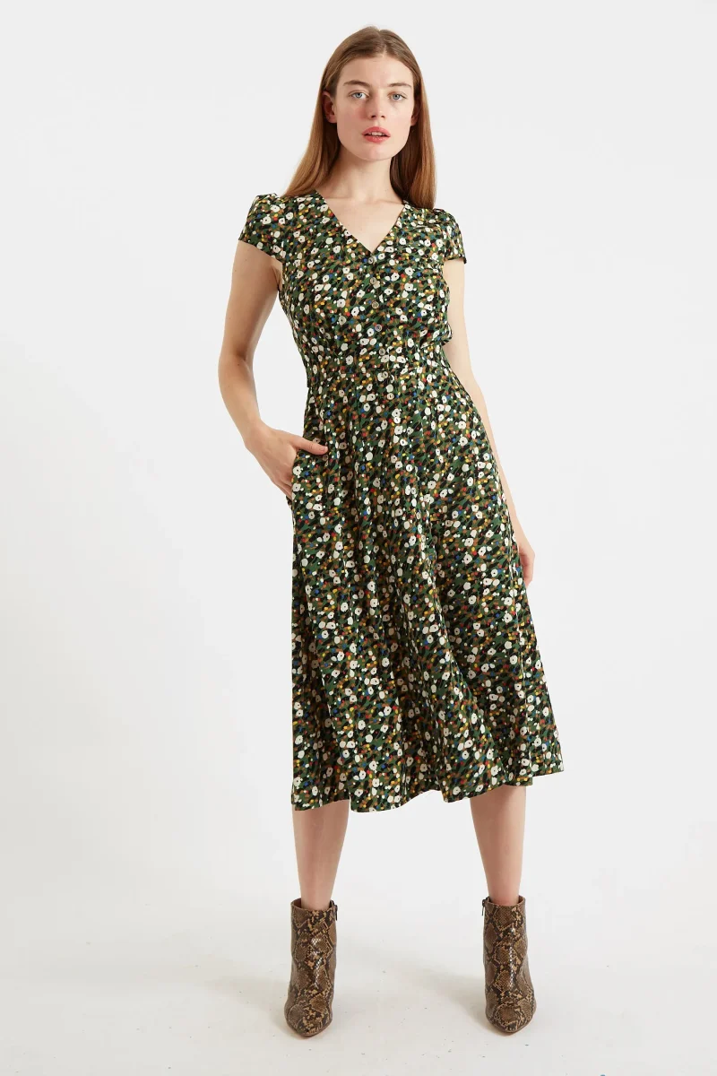 floral print midi tea dress by cathy scaled