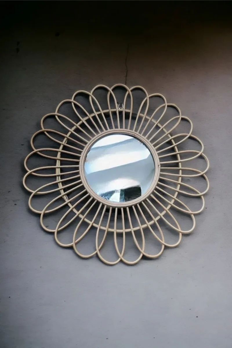 flower cane framed large wall mirror