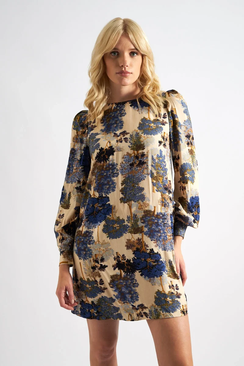 forest scape mini dress navy blue