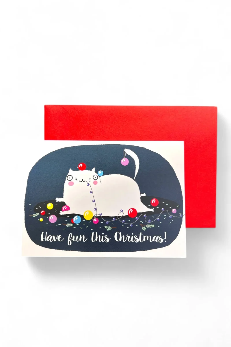 fun christmas cat card for holiday cheer