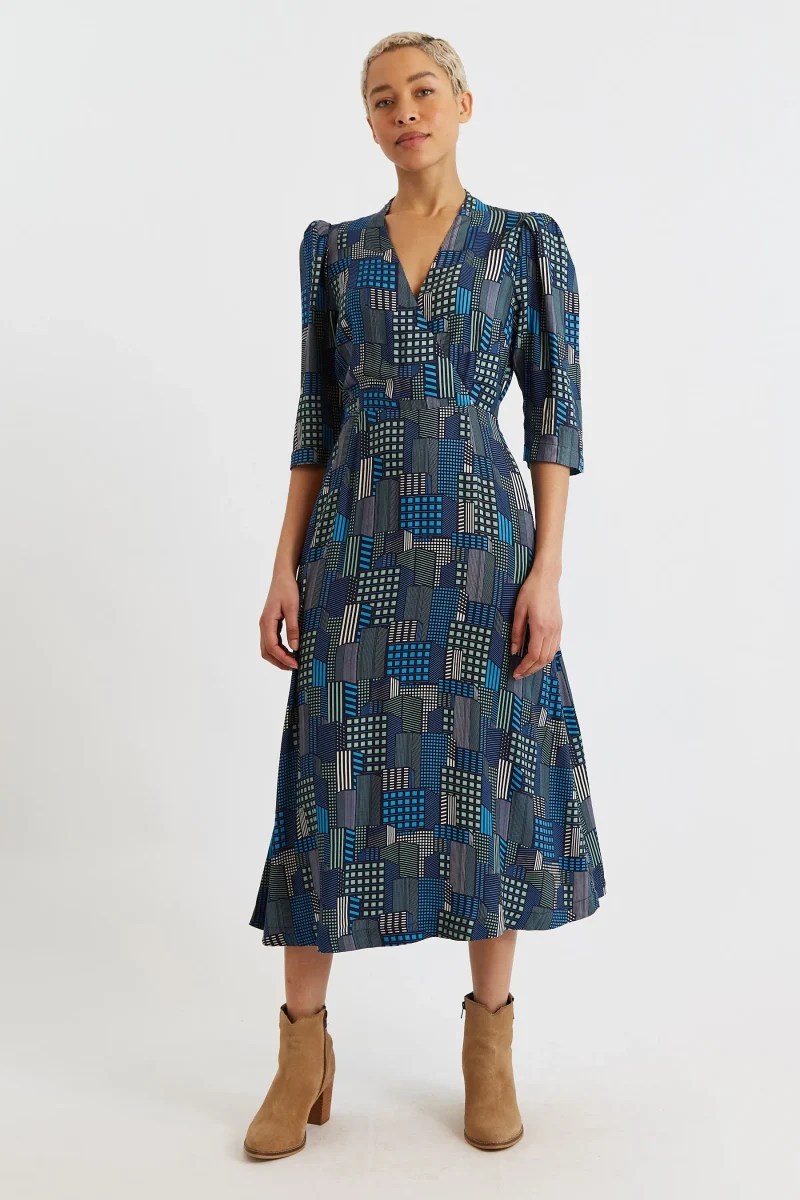 geometric wrap midi dress by metea scaled