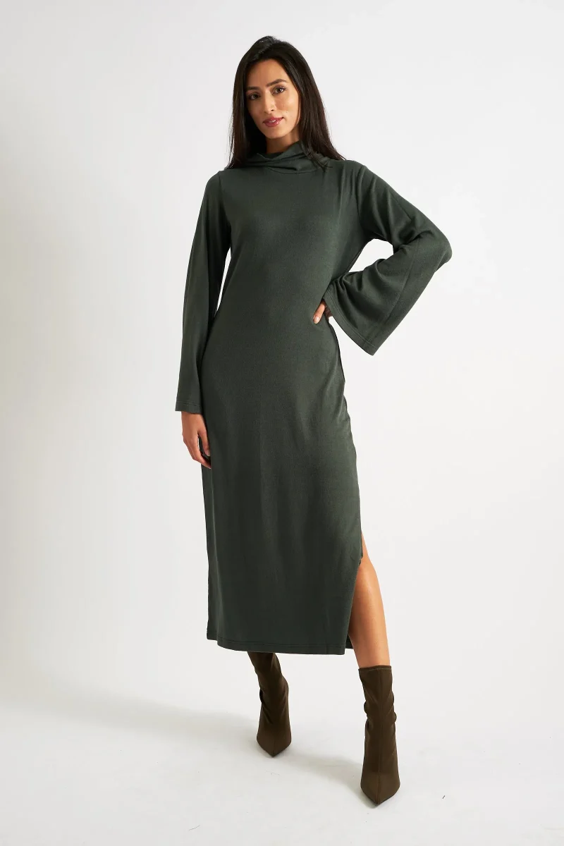 gigi green brushed jersey midi dress