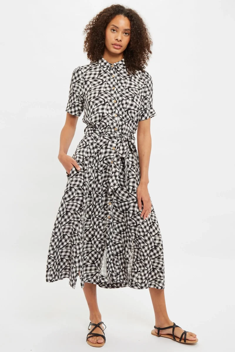 gingham twist short sleeve shirtdress by louche