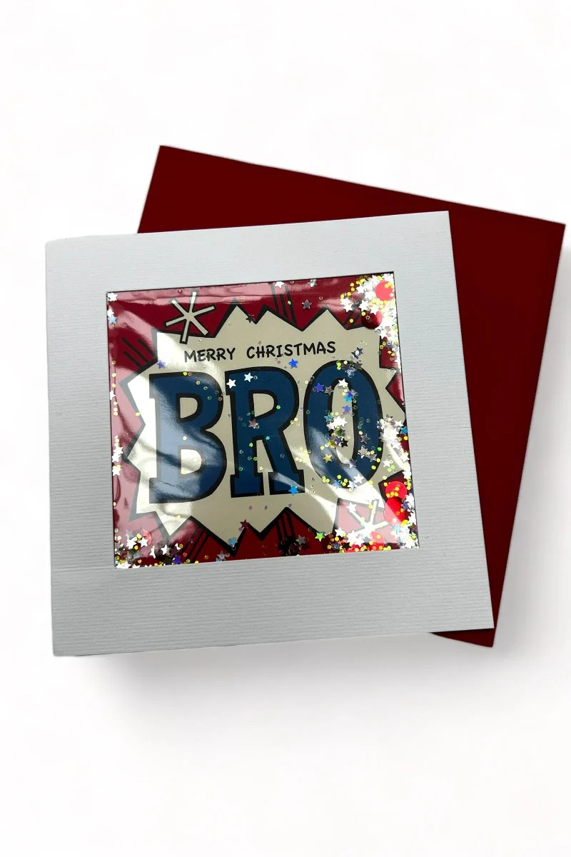 glittering merry christmas bro card