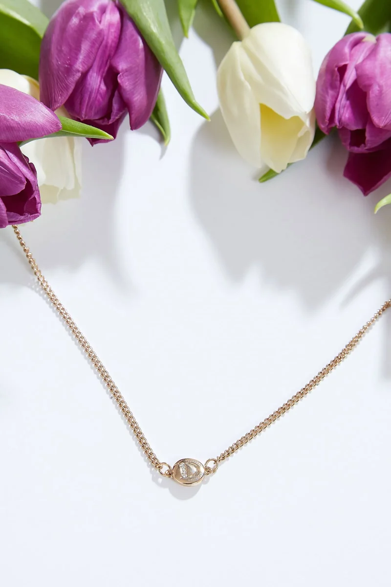 gold louche letter disc necklace