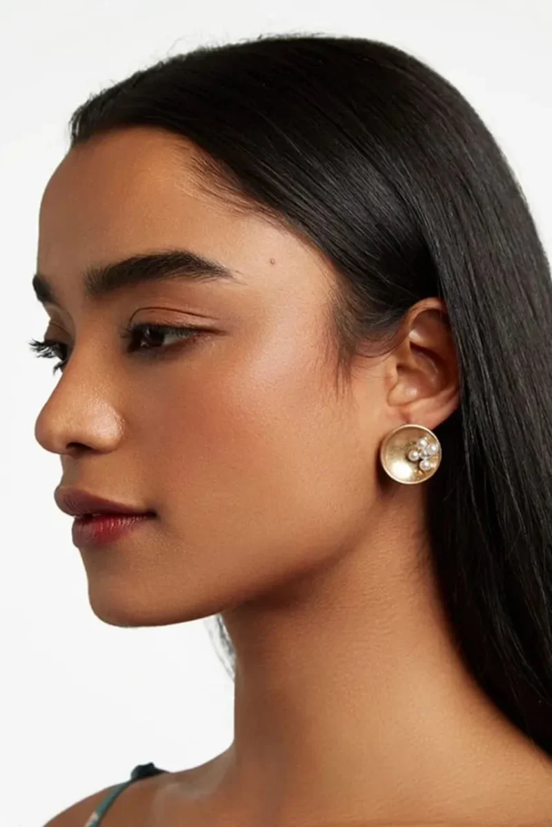 gold pearl oversized stud earrings louche rabmag