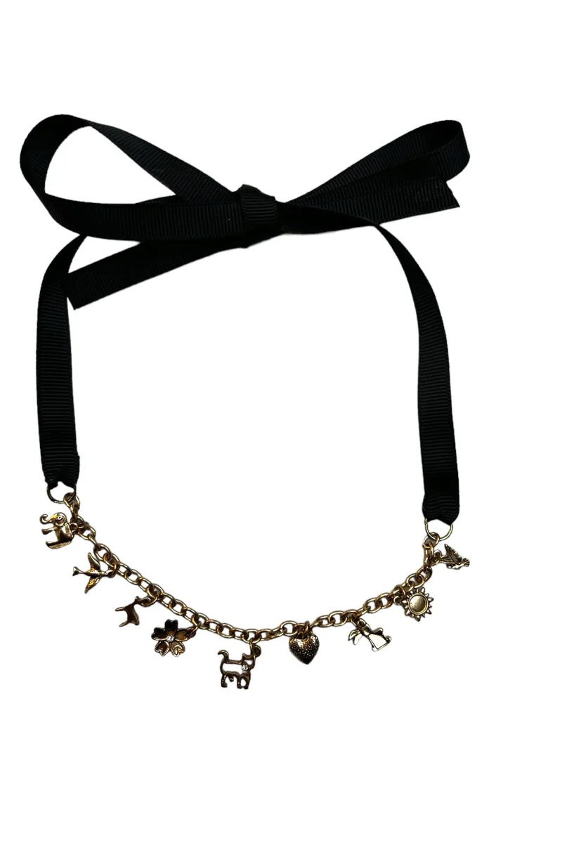 gold plated willow charm choker necklace