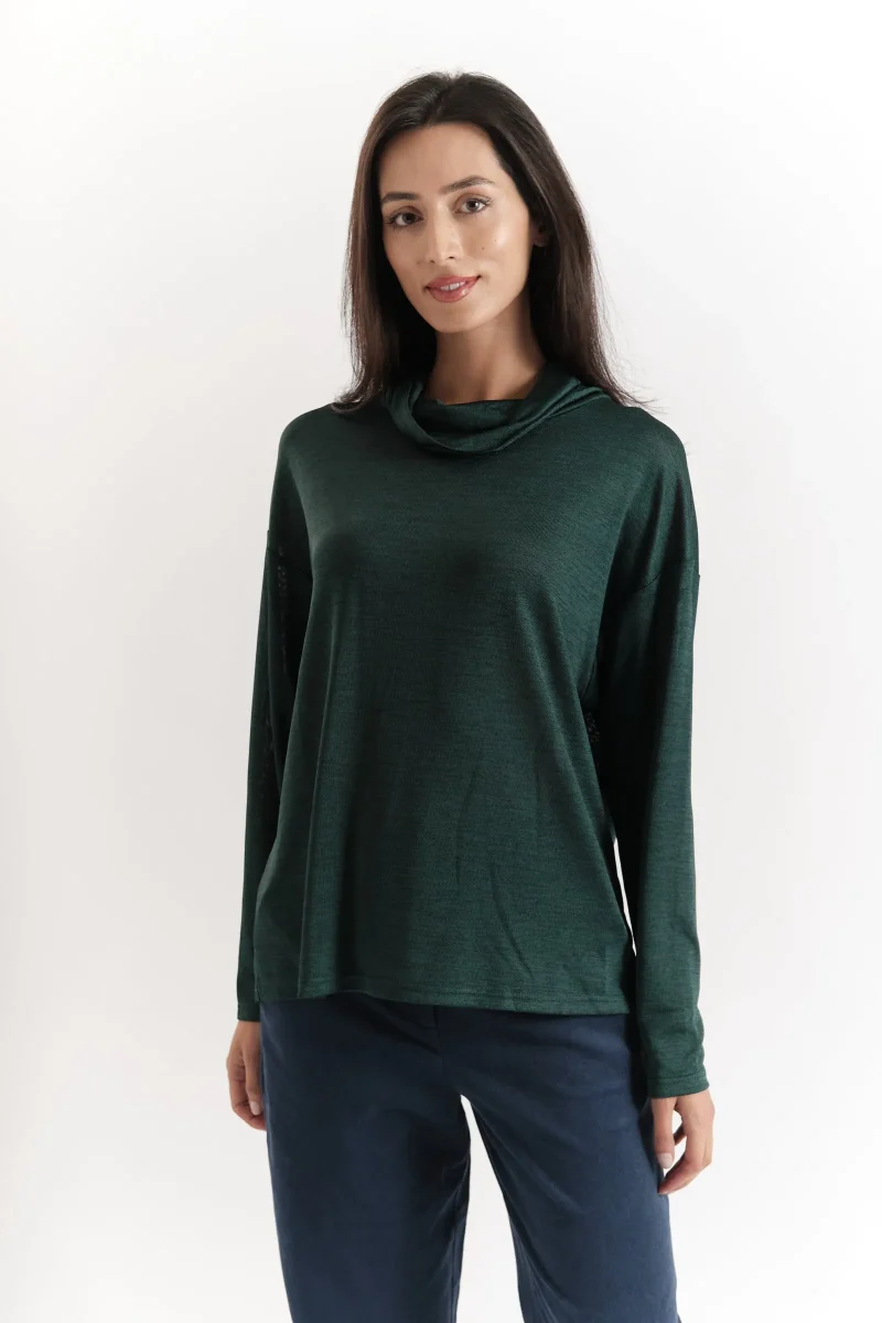 green europa marl polo neck sweater