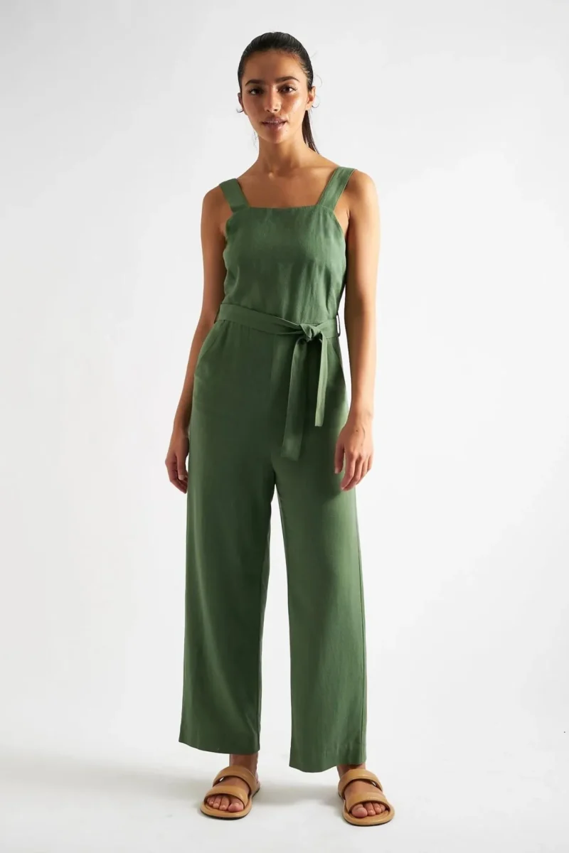 green linen strappy jumpsuit dawson