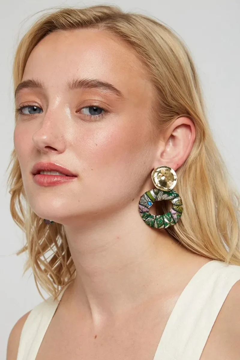 green oval louche reuben earrings